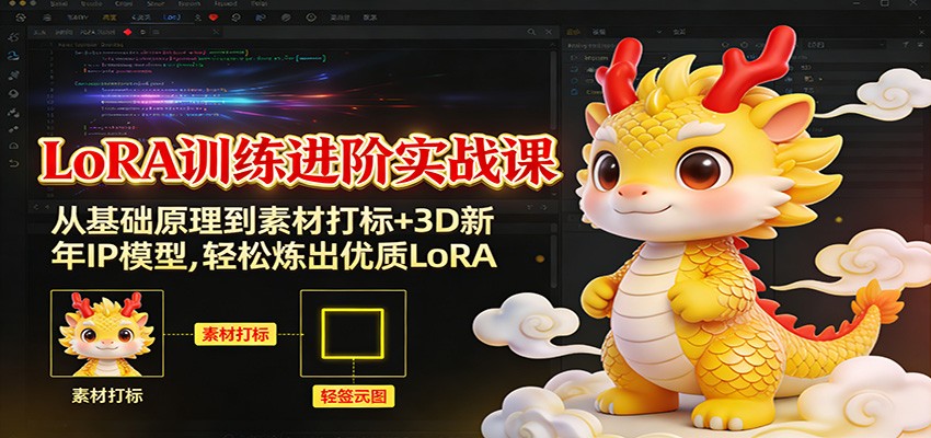 LoRA训练进阶实战课：从基础原理到素材打标+3D新年IP模型，轻松炼出优质LoRA-huitchan网创