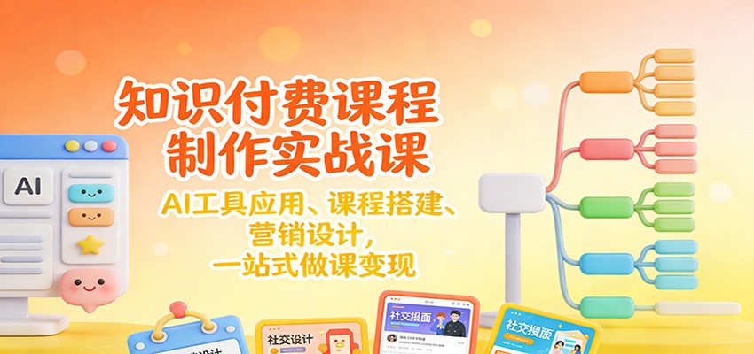 知识付费课程制作实战课：AI工具应用 、课程搭建、营销设计，一站式做课变现-huitchan网创