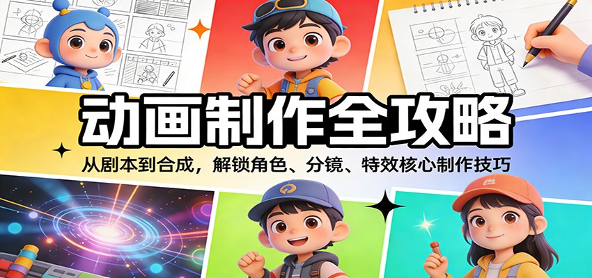 动画制作全攻略：从剧本到合成，解锁角色、分镜、特效核心制作技巧-huitchan网创