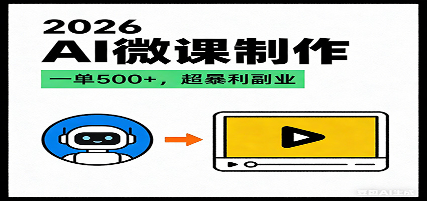 2026AI 风口最稳副业：微课代写制作，一单 500+，人人可做的蓝海项目-huitchan网创