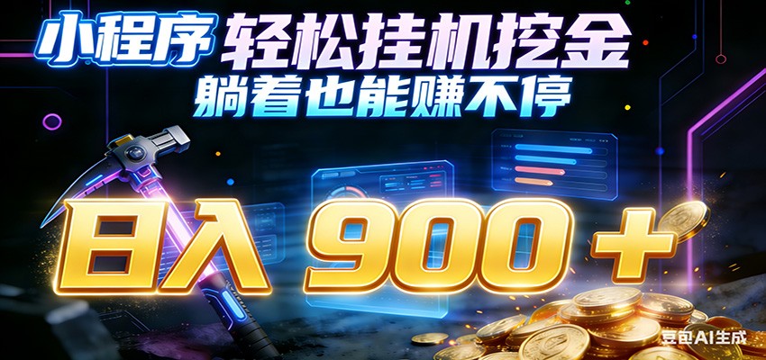 小程序挂机挖金，自动赚金币换现金，多号并行日入900+，轻松搞副业-huitchan网创
