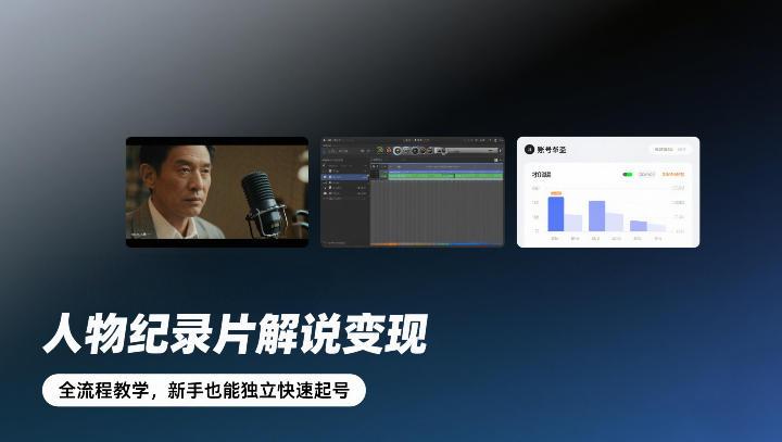 人物纪录片解说变现，全流程教学，新手也能独立快速起号-huitchan网创