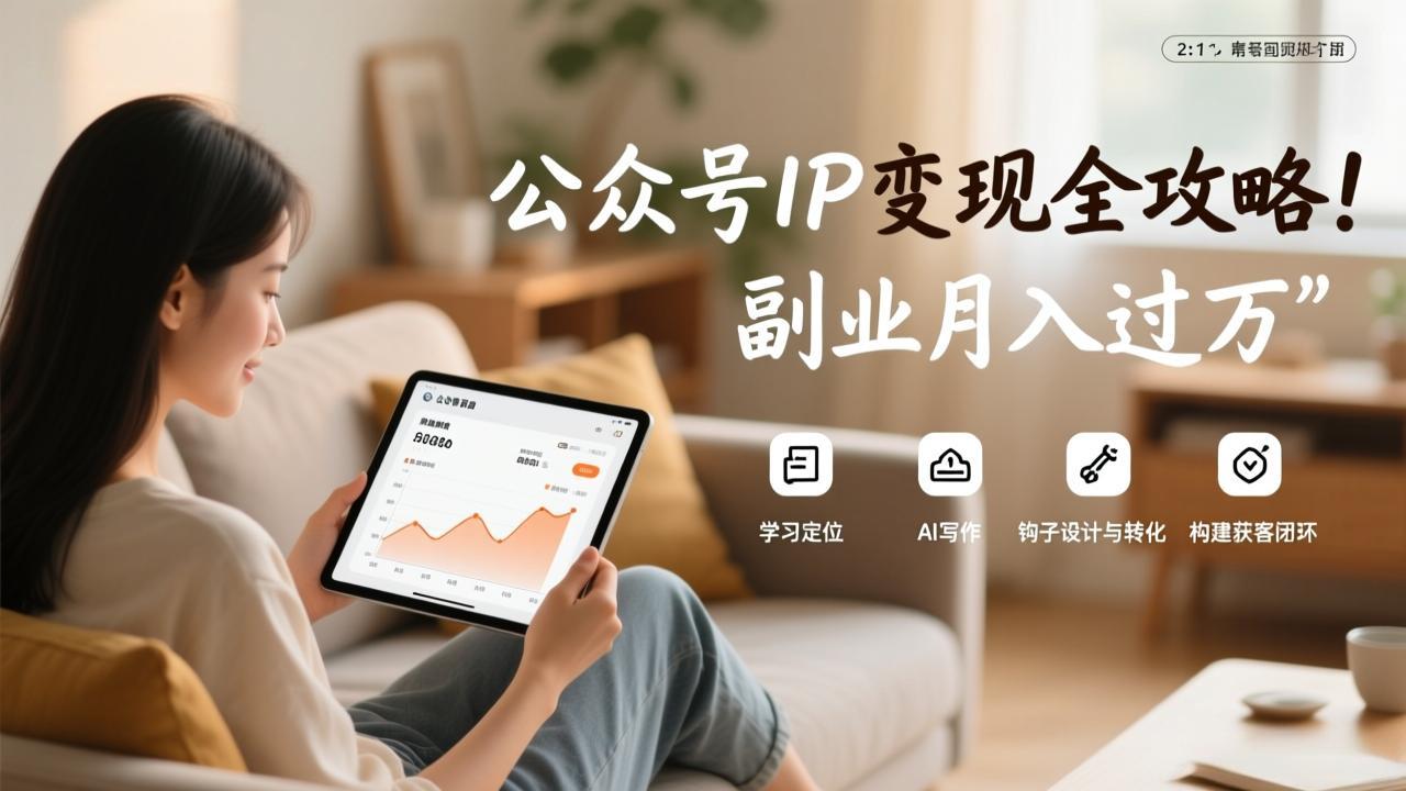 公众号IP变现全攻略，学习定位、AI写作、钩子设计与转化，构建获客闭环，副业月入过万-huitchan网创
