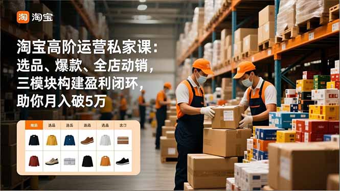 淘宝高阶运营私家课：选品、爆款、全店动销，三模块构建盈利闭环，助你月入破5万(更新12月-huitchan网创
