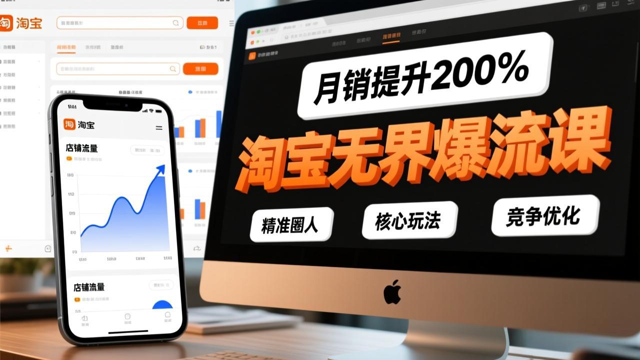 淘宝无界爆流课，精准圈人、核心玩法、竞争优化，快速引爆店铺流量，月销提升200%-huitchan网创