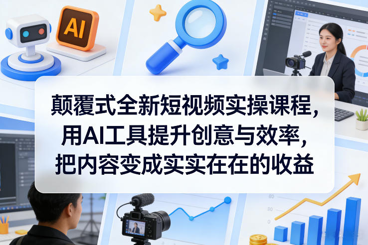 颠覆式全新短视频实操课程，用AI工具提升创意与效率，把内容变成实实在在的收益-huitchan网创