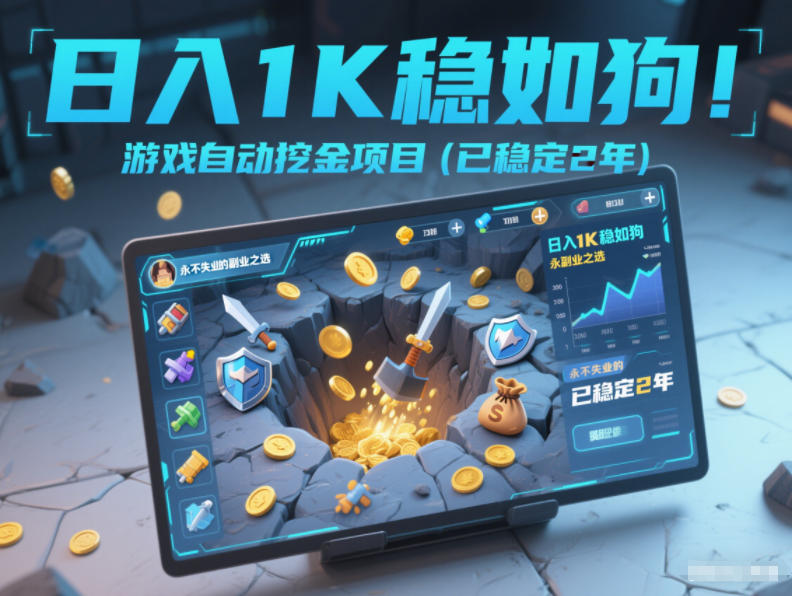 日入1K稳如狗！游戏自动挖金项目(已稳定2年)，永不失业的副业之选【揭秘】-huitchan网创