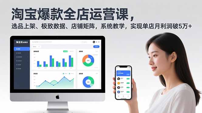 淘宝爆款全店运营课2.0，选品上架、极致数据、店铺矩阵，系统教学，实现单店月利润破5万+-huitchan网创