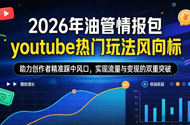 2026年油管情报包，youtube热门玩法风向标，助力创作者精准踩中风口，实现流量与变现的双重突破(更新)-huitchan网创