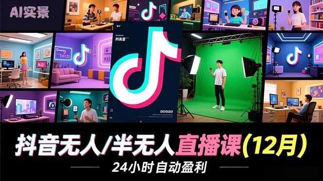 抖音无人/半无人直播课(12月-huitchan网创