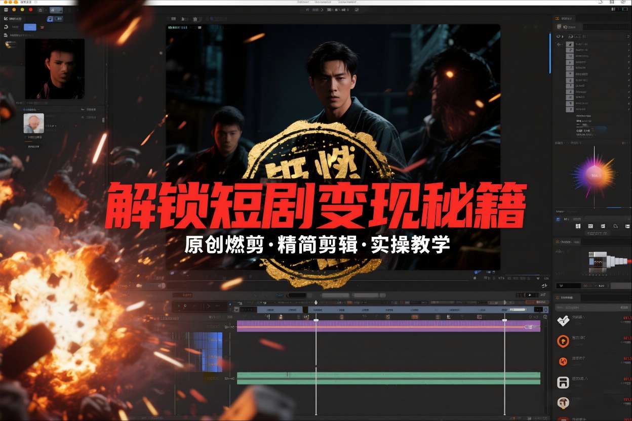 短剧拉新之原创燃剪精简剪辑实操课，解锁短剧变现秘籍-huitchan网创