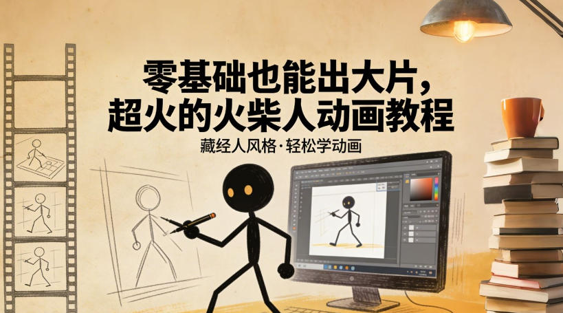 零基础也能出大片，超火的火柴人动画教程(藏经人风格)-huitchan网创