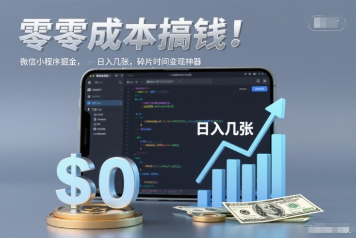 零成本搞钱，微信小程序掘金，简单易操作，日入几张，碎片时间变现神器【揭秘】-huitchan网创