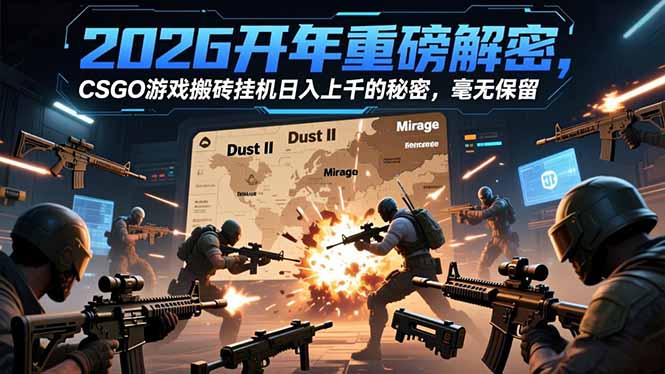 2026开年重磅解密，CSGO游戏搬砖挂机日入上千的秘密，毫无保留-huitchan网创