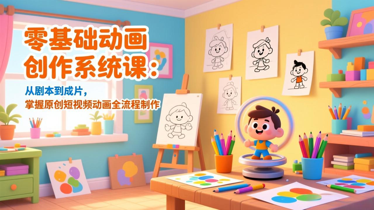 零基础动画创作系统课：从剧本到成片，掌握原创短视频动画全流程制作-huitchan网创