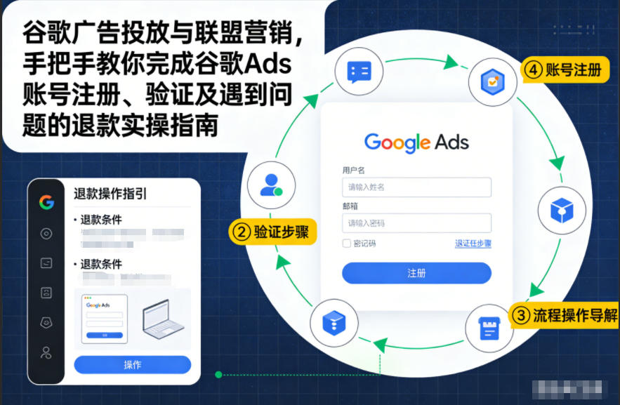 谷歌广告投放与联盟营销，手把手教你完成谷歌Ads账号注册、验证及遇到问题的退款实操指南-huitchan网创