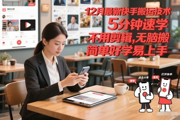12月最新快手搬运技术，5分钟速学，不用剪辑无脑搬，简单好学易上手-huitchan网创