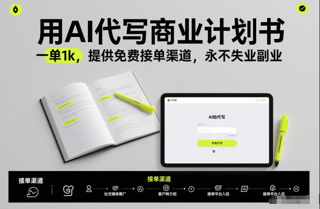 用AI代写商业计划书，一单1k，提供免费接单渠道，永不失业副业-huitchan网创