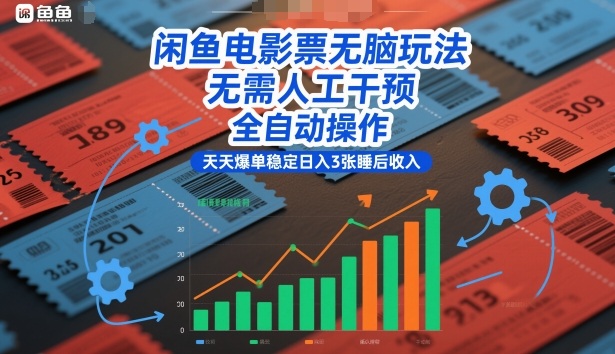 闲鱼电影票无脑玩法，无需人工干预，全自动操作，天天爆单稳定日入3张睡后收入【揭秘】-huitchan网创