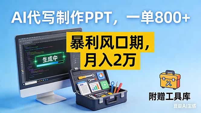 AI代写制作PPT，一单800+， 暴利风口期，月入2万【附工具】-huitchan网创