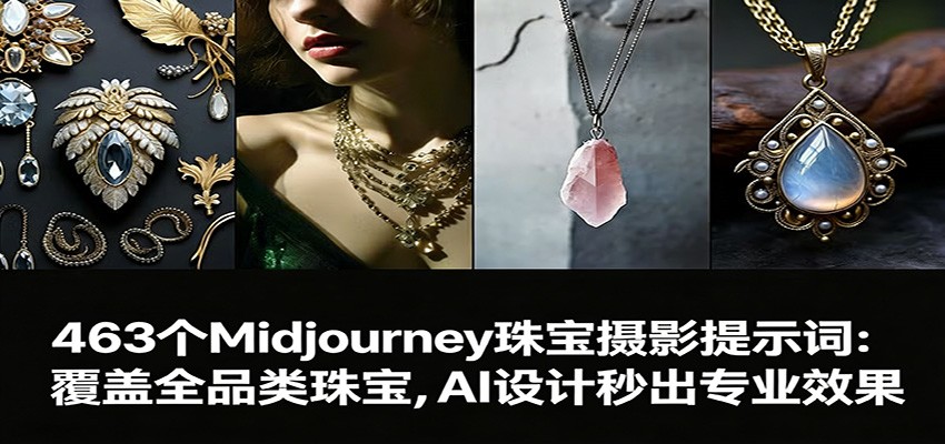 463个Midjourney珠宝摄影提示词：覆盖全品类珠宝，AI设计秒出专业效果-huitchan网创