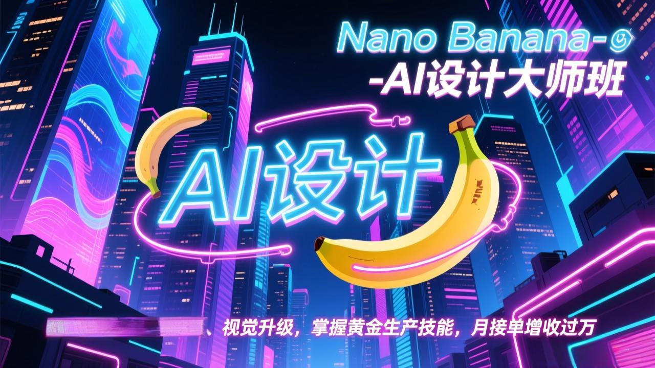 Nano Banana-AI设计大师班，修图合成、广告创作、视觉升级，掌握黄金生产技能，月接单增收过万-huitchan网创
