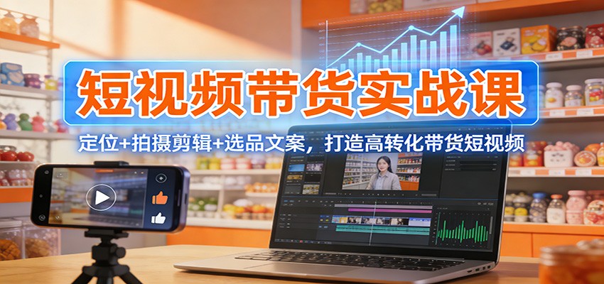 短视频带货实战课：定位+拍摄剪辑+选品文案，打造高转化带货短视频-huitchan网创