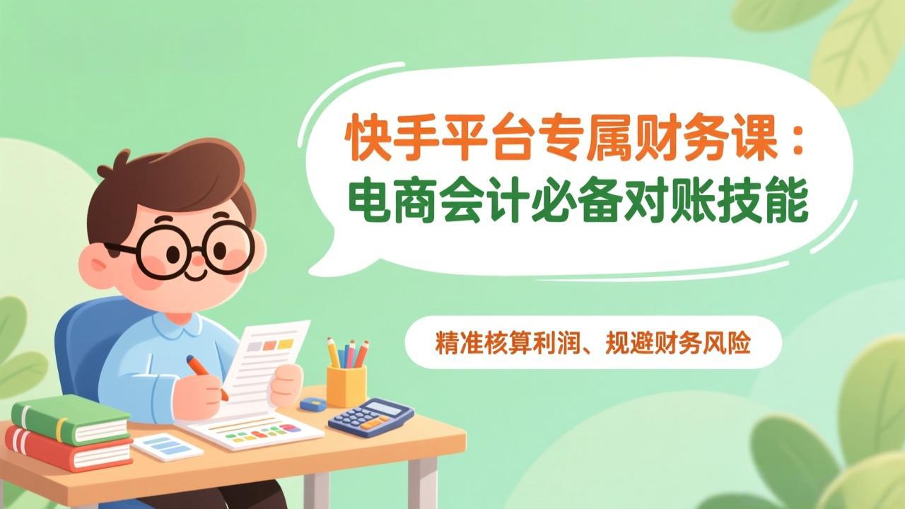 快手平台专属财务课：电商会计必备对账技能，精准核算利润、规避财务风险-huitchan网创