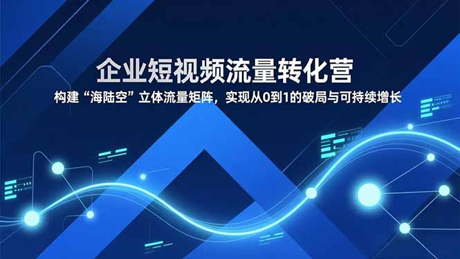 企业短视频流量转化营，构建“海陆空”立体流量矩阵，实现从0到1的破局与可持续增长-huitchan网创
