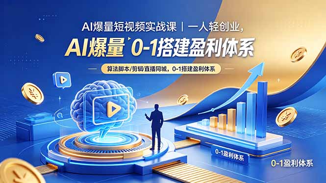 AI爆量短视频实战课｜一人轻创业，算法脚本剪辑直播同城，0-1搭建盈利体系-huitchan网创