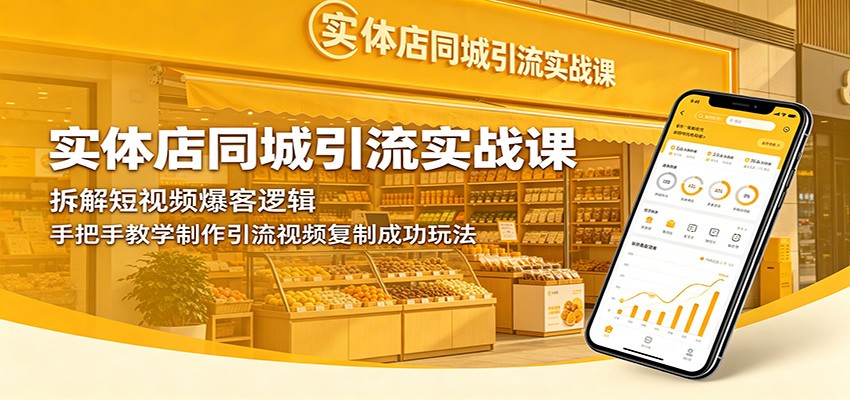 实体店同城引流实战课：拆解短视频爆客逻辑，手把手教学制作引流视频复制成功玩法-huitchan网创