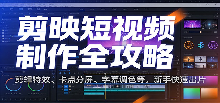 剪映短视频制作全攻略：剪辑特效、卡点分屏、字幕调色等，新手快速出片-huitchan网创