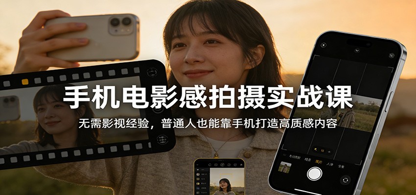 手机电影感拍摄实战课：无需影视经验，普通人也能靠手机打造高质感内容-huitchan网创