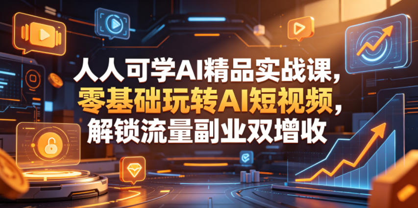 人人可学AI精品实战课，零基础玩转AI短视频，解锁流量副业双增收-huitchan网创
