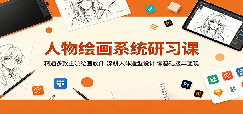 人物绘画系统研习课：精通多款主流绘画软件，深耕人体造型设计，零基础接单变现-huitchan网创