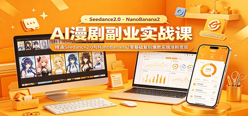 AI漫剧副业实战课：精通Seedance2.0与NanoBanana2零基础复刻爆款实现涨粉变现-huitchan网创