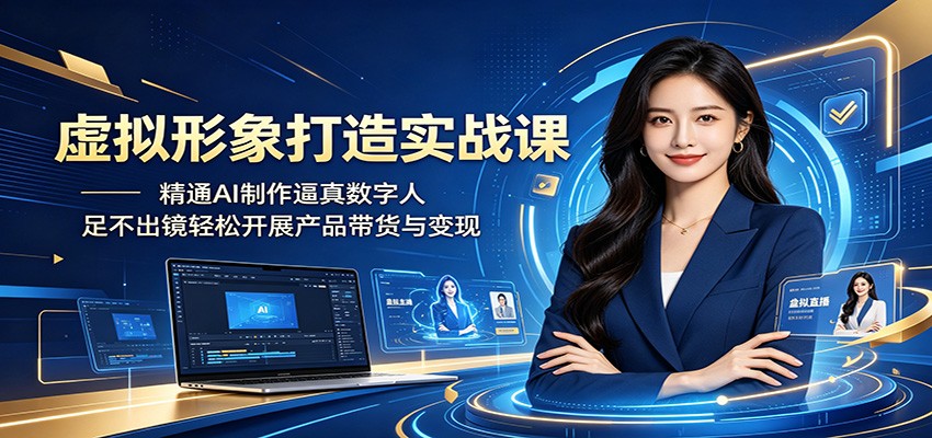 虚拟形象打造实战课：精通AI制作逼真数字人，足不出镜轻松开展产品带货与变现-huitchan网创
