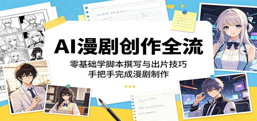 AI漫剧创作全流程：零基础学脚本撰写与出片技巧，手把手完成漫剧制作-huitchan网创