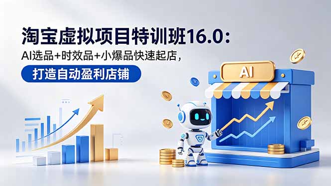 淘宝虚拟项目特训班16.0：AI选品+时效品+小爆品快速起店，打造自动盈利店铺-huitchan网创