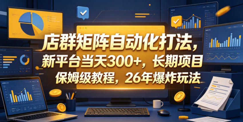 店群矩阵自动化打法，新平台当天300+，长期项目，保姆级教程，26年爆炸玩法【揭秘】-huitchan网创