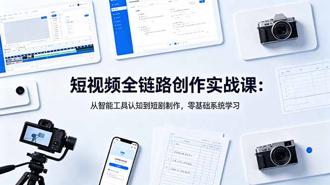 短视频全链路创作实战课：从智能工具认知到短剧制作，零基础系统学习-huitchan网创