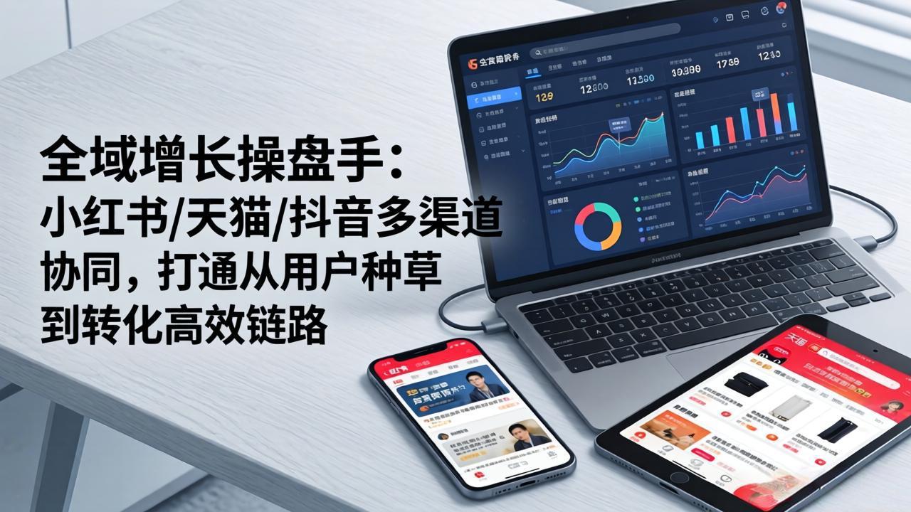 全域增长操盘手：小红书/天猫/抖音多渠道协同，打通从用户种草到转化高效链路-huitchan网创
