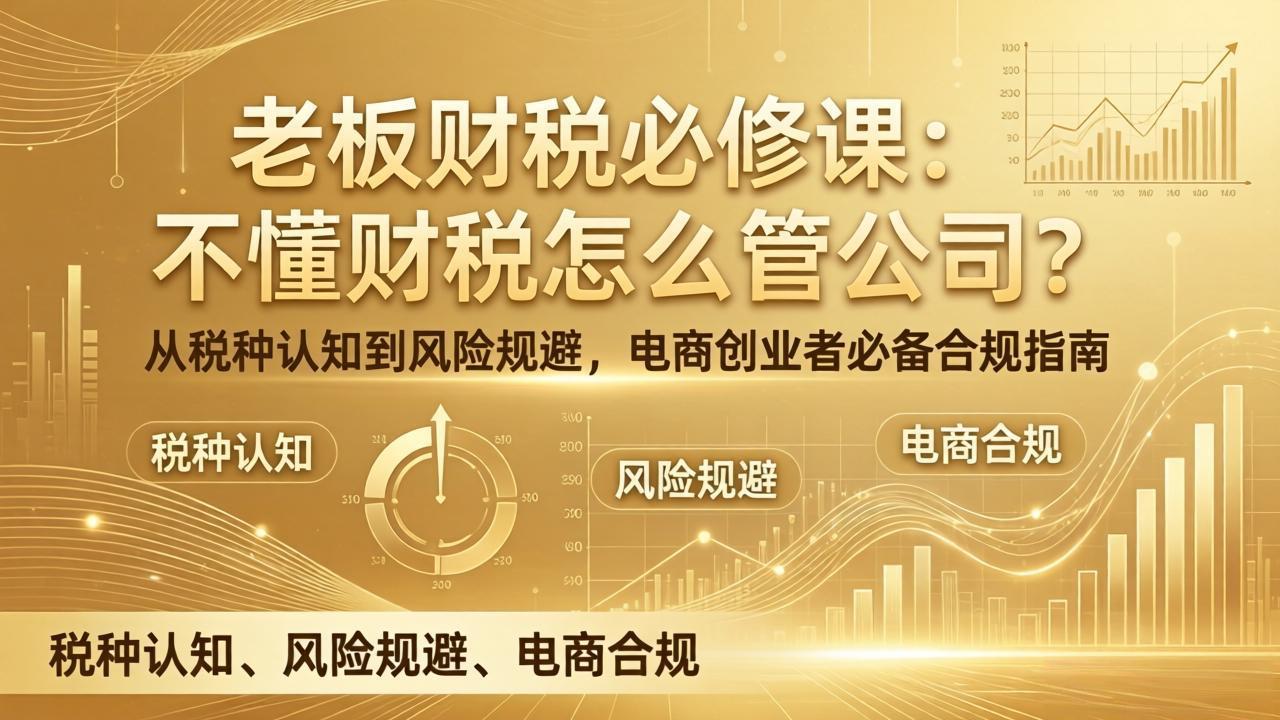老板财税必修课：不懂财税怎么管公司？从税种认知到风险规避，电商创业者必备合规指南-huitchan网创