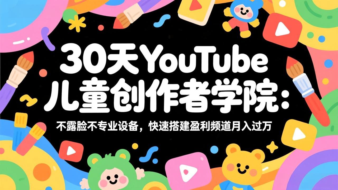 30天YouTube儿童创作者学院：不露脸不专业设备，快速搭建盈利频道月入过万-huitchan网创
