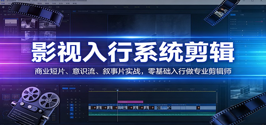 影视系统剪辑，商业短片、意识流、叙事片实战，零基础入行做专业剪辑师-huitchan网创