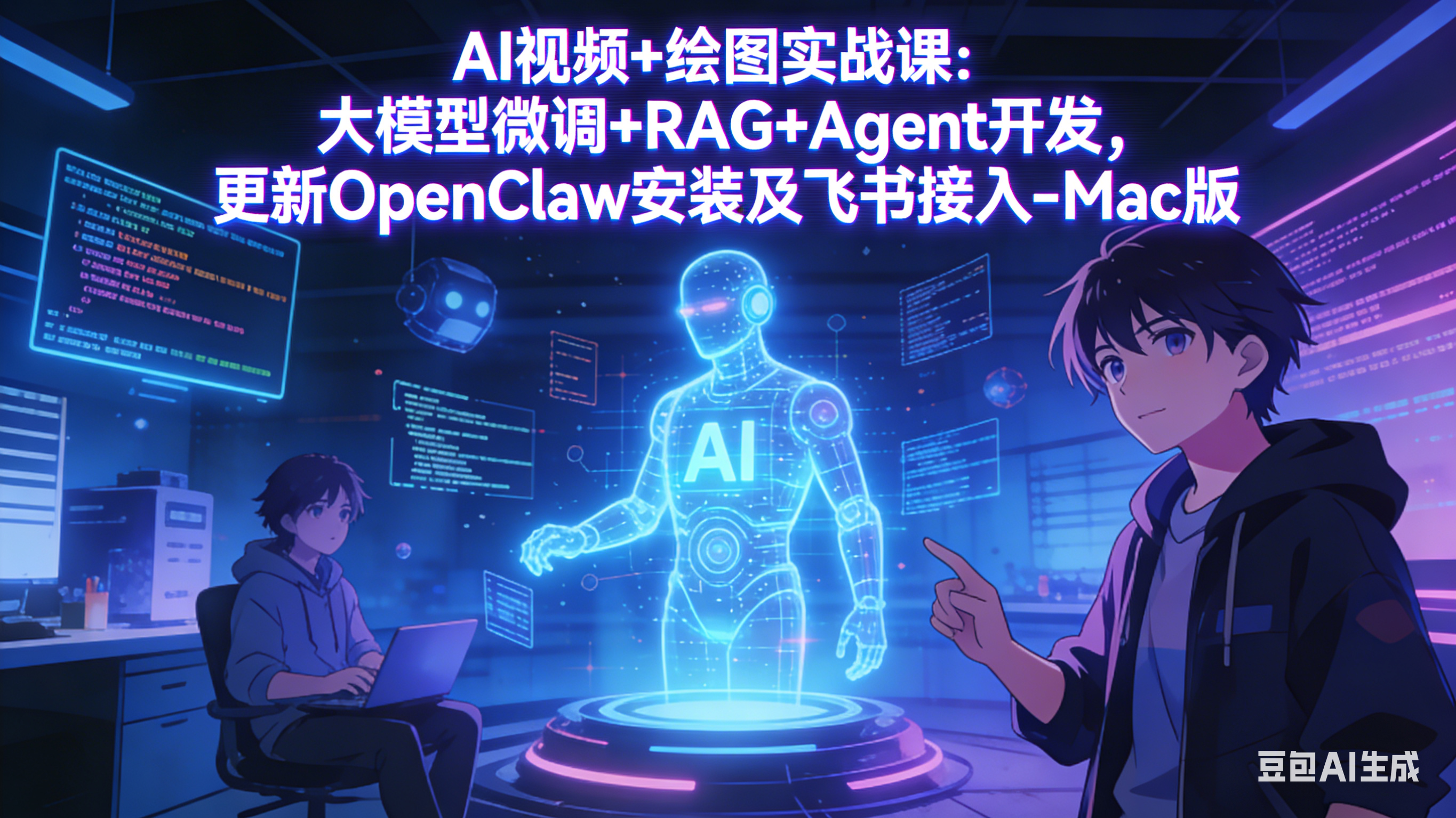 AI视频+绘图实战课：大模型微调+RAG+Agent开发，更新OpenClaw安装及飞书接入-Mac版-huitchan网创