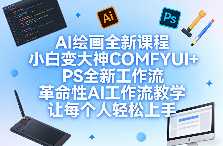 AI绘画全新课程，小白变大神COMFYUI+PS全新工作流，革命性AI工作流教学，让每个人轻松上手-huitchan网创