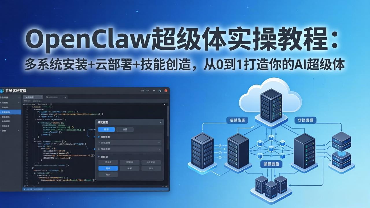 OpenClaw-小龙虾 超级体实操教程：多系统安装+云部署+技能创造，从0到1打造你的AI超级体-huitchan网创
