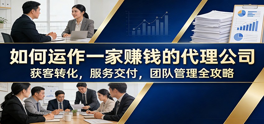 如何运作一家赚钱的代理公司：获客转化，服务交付，团队管理全攻略-huitchan网创