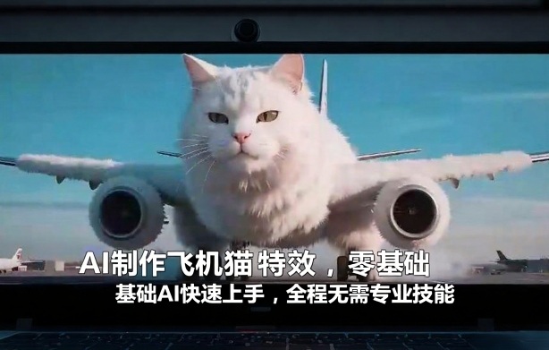AI制作飞机猫特效，零基础AI快速上手，全程无需专业技能-huitchan网创